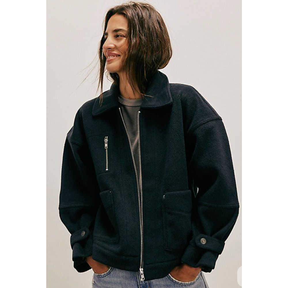 NEW FREE PEOPLE WE THE FREE BLACK SALLY CHORE JACKET COAT SZ M - Picture 1 of 5